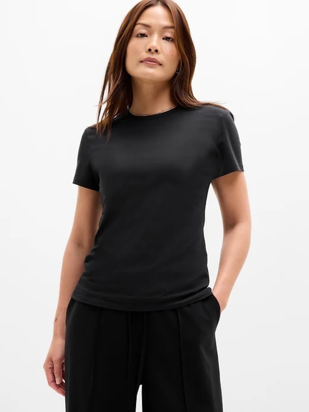 Athleta Foundation Slim Tee Black Stretch Workout Athleisure